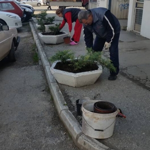 Prolećni radovi u sred zime ispred zgrade u Vojislava Kalanovića 2
